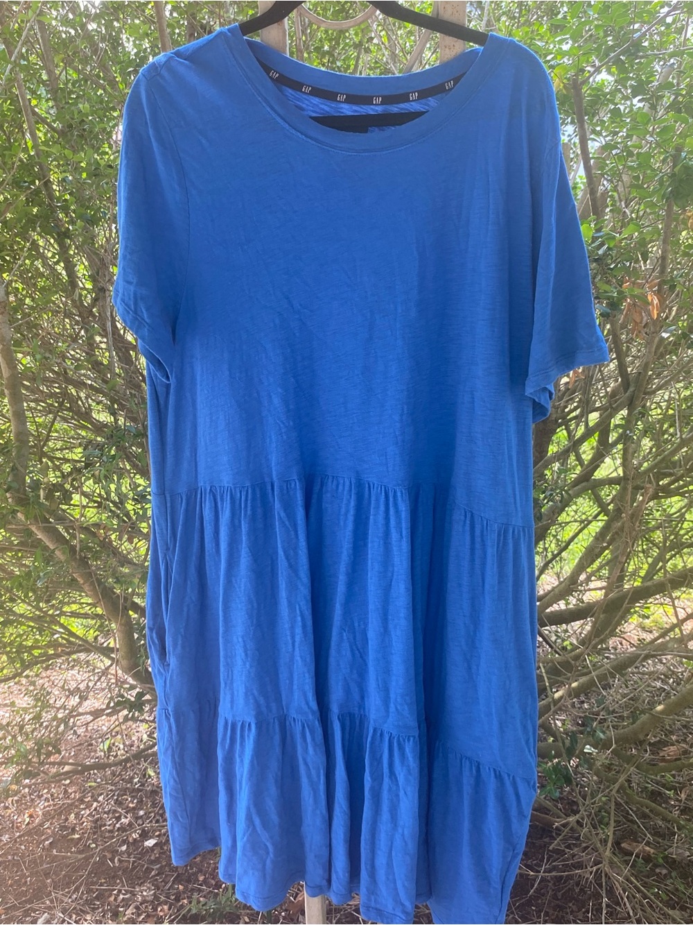 GAP Blue Tiered Short Sleeve Dress